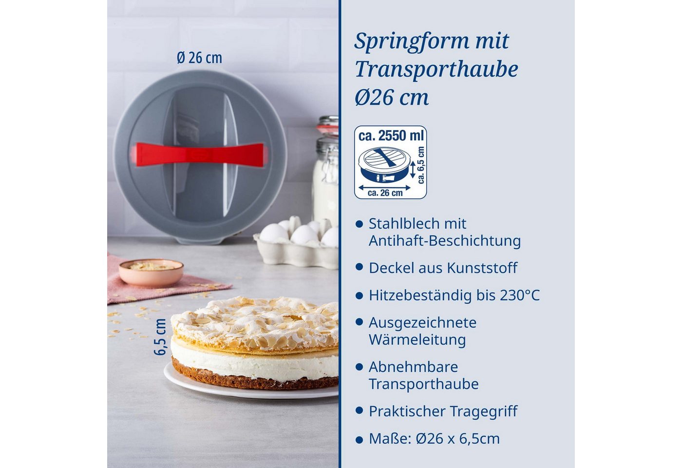 Dr. Oetker Küchenhelfer Springform Springform mit Transporthaube – Bild 3 von 5