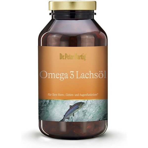 Dr. Peter Hartig Omega 3 Lachsöl, für Herz, Augen, Gehirn, Fettsäuren, EPA, DHA, Kapseln, 250 Kapseln, 4-Monats-Vorrat, à 340 g, Omega 3 Lachsöl 250 Kapseln EPA