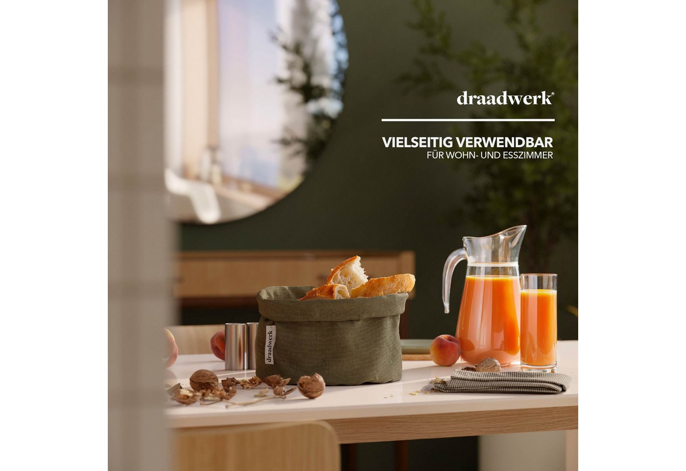 draadwerk® Brotkorb Brotkorb Stoff, Brötchenkorb, Aufbewahrungskorb, Frühstückskorb – Bild 4 von 5
