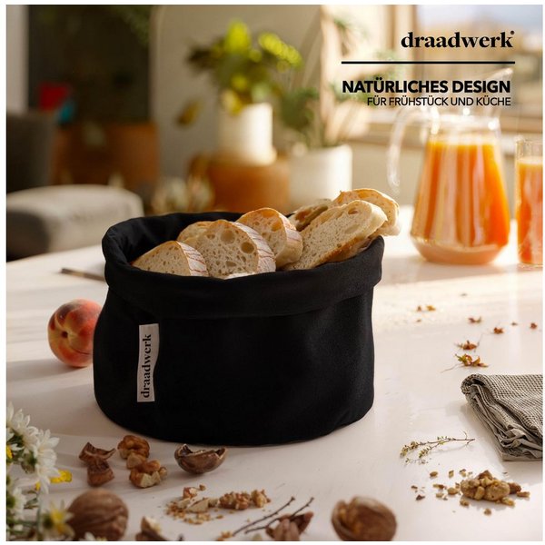 draadwerk® Brotkorb Stoff, Brötchenkorb, Aufbewahrungskorb, Frühstückskorb, Baumwolle, (Für Frühstück, Brunchen & Feiertage), Aufbewahrungskorb