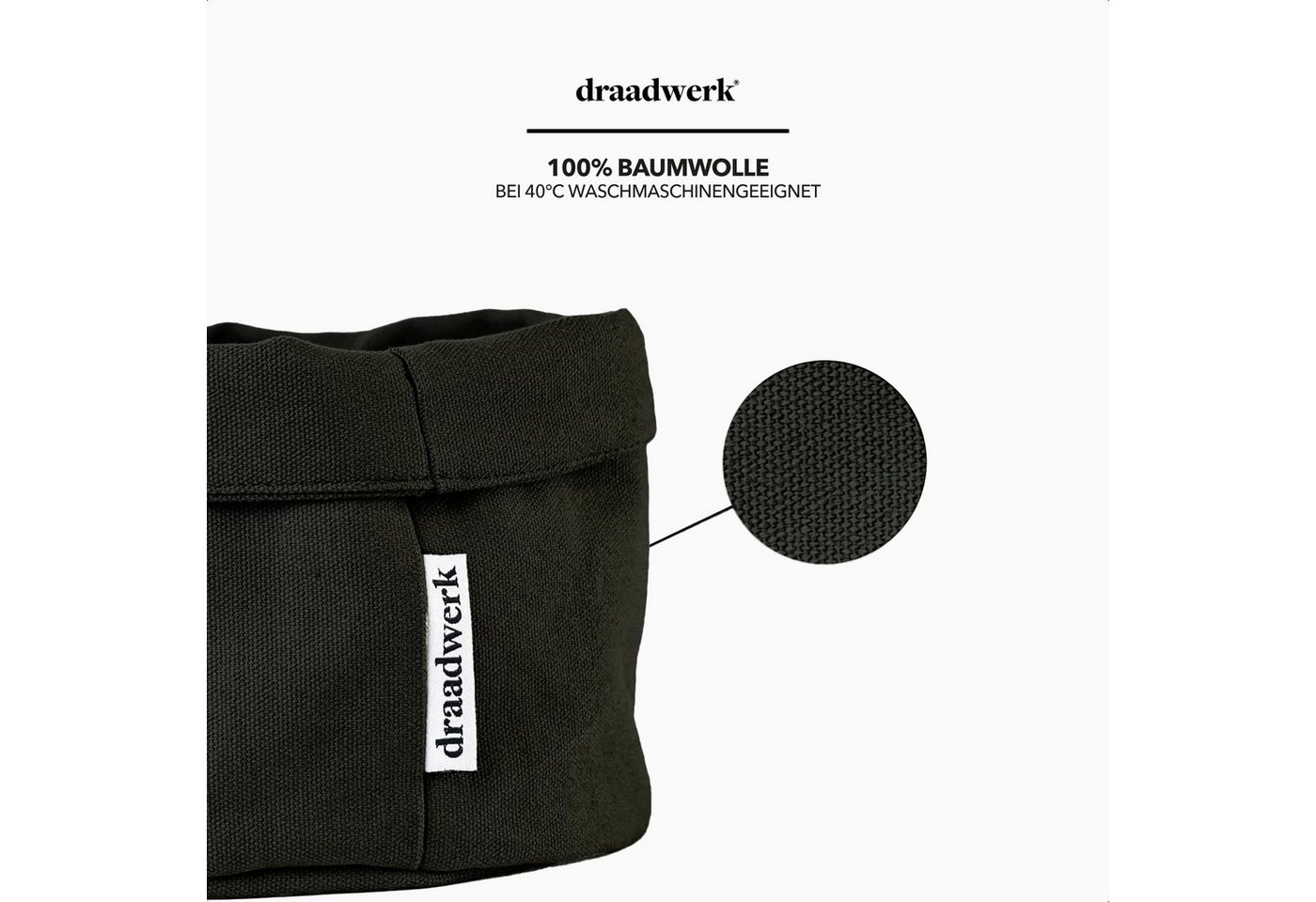 draadwerk® Brotkorb Stoff, Brötchenkorb, Aufbewahrungskorb, Frühstückskorb, Baumwolle, (Für Frühstück, Brunchen & Feiertage), Aufbewahrungskorb – Bild 2 von 5