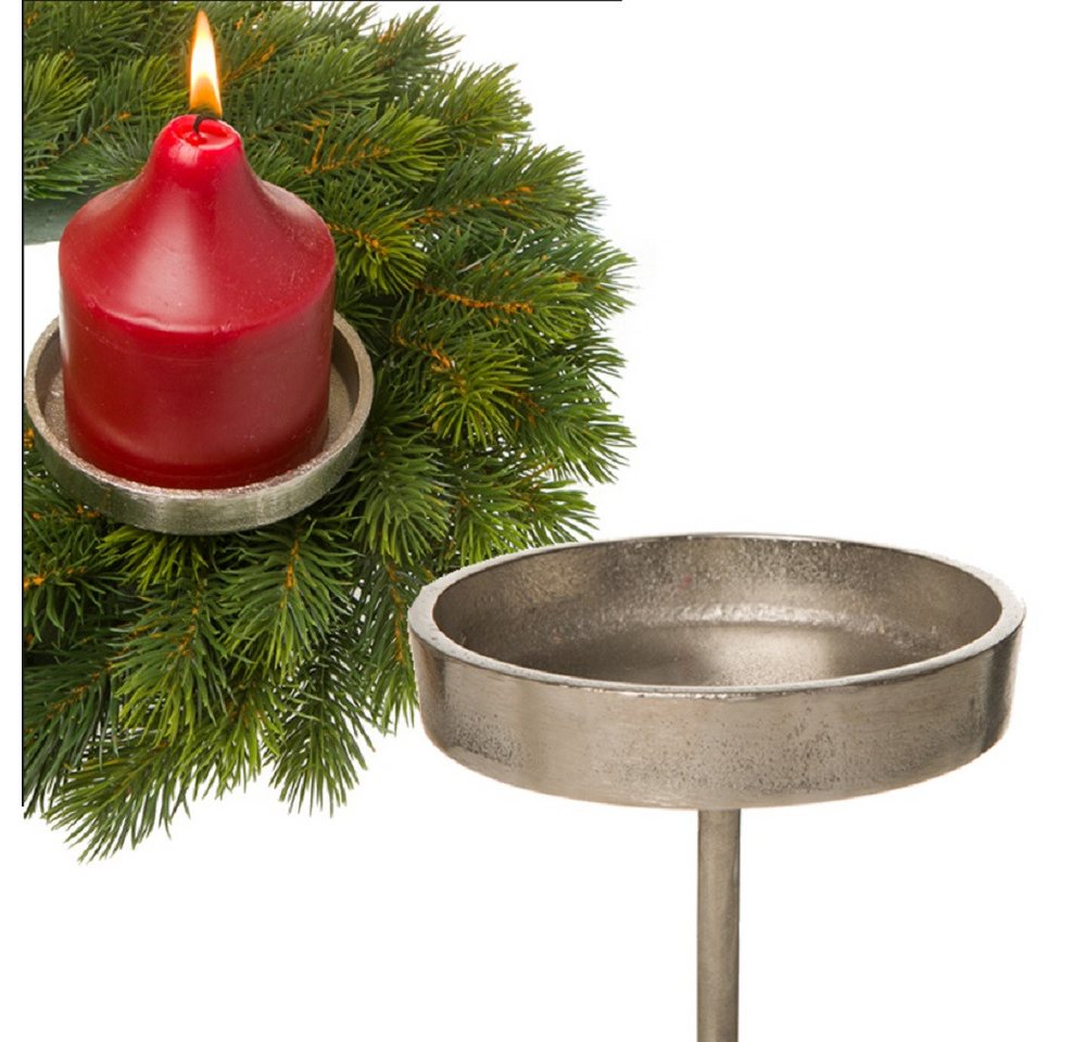 Dragimex Adventsleuchter Kerzenpick, Aluminium Kerzenhalter Kerzenteller 8,5cm Silber – Bild 2 von 2