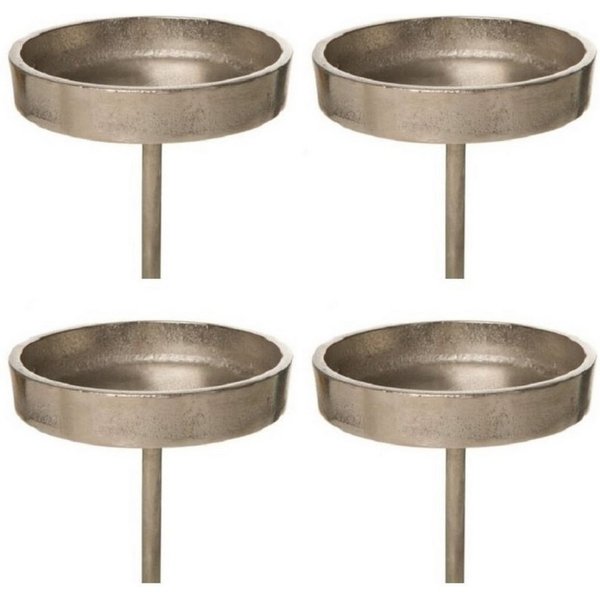 Dragimex Adventsleuchter Kerzenpick 4er Set, Aluminium Kerzenhalter Kerzenteller 8,5cm Silber
