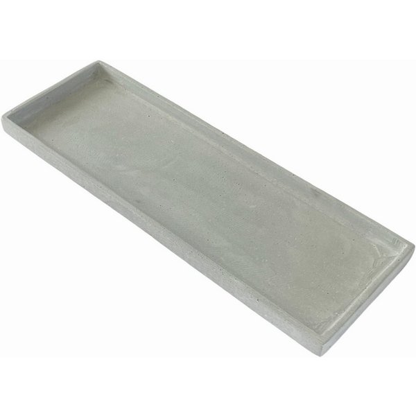 Dragimex Getränkeuntersetzer Dekotablett, Moderne Schale aus grauem Polyresin, Betonoptik 45x15x2cm