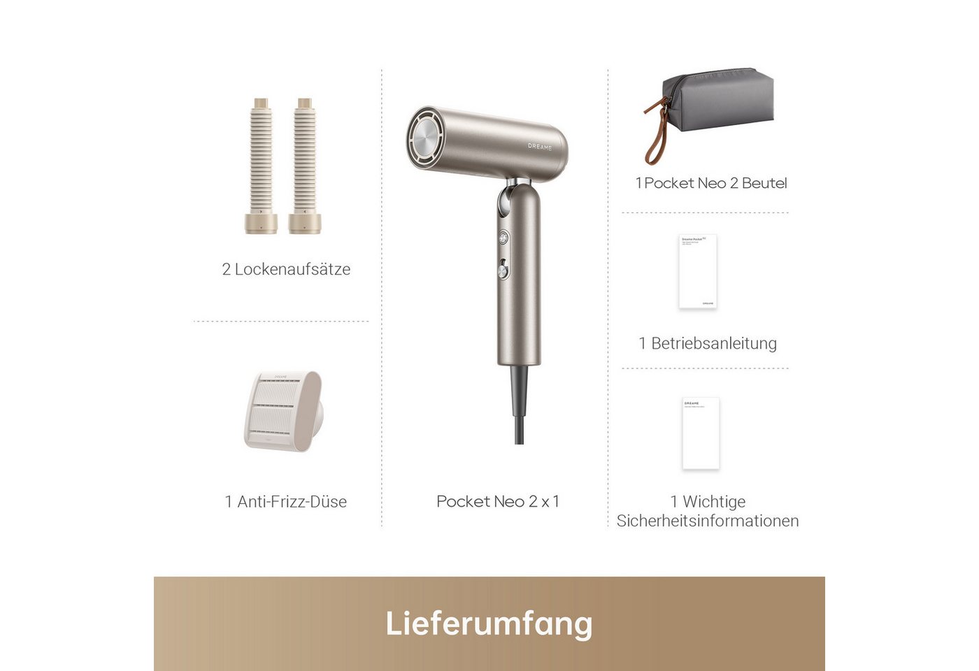 Dreame Haartrockner Pocket Neo 2, 1300 W – Bild 3 von 5
