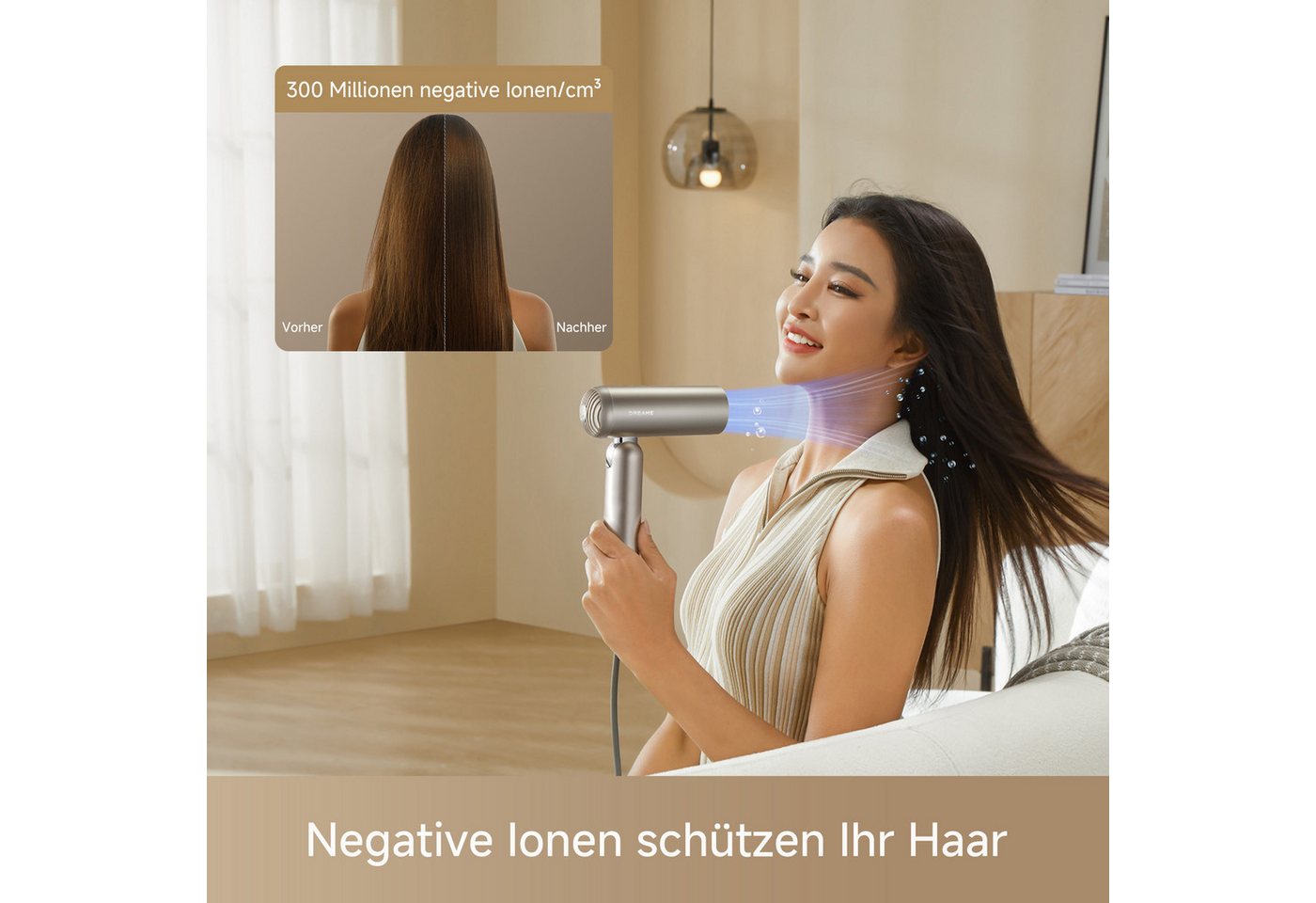 Dreame Haartrockner Pocket Pro, 1300 W, Hitzeschutz, Diffusor, Anti-Frizz, Lockenaufsätze – Bild 5 von 5