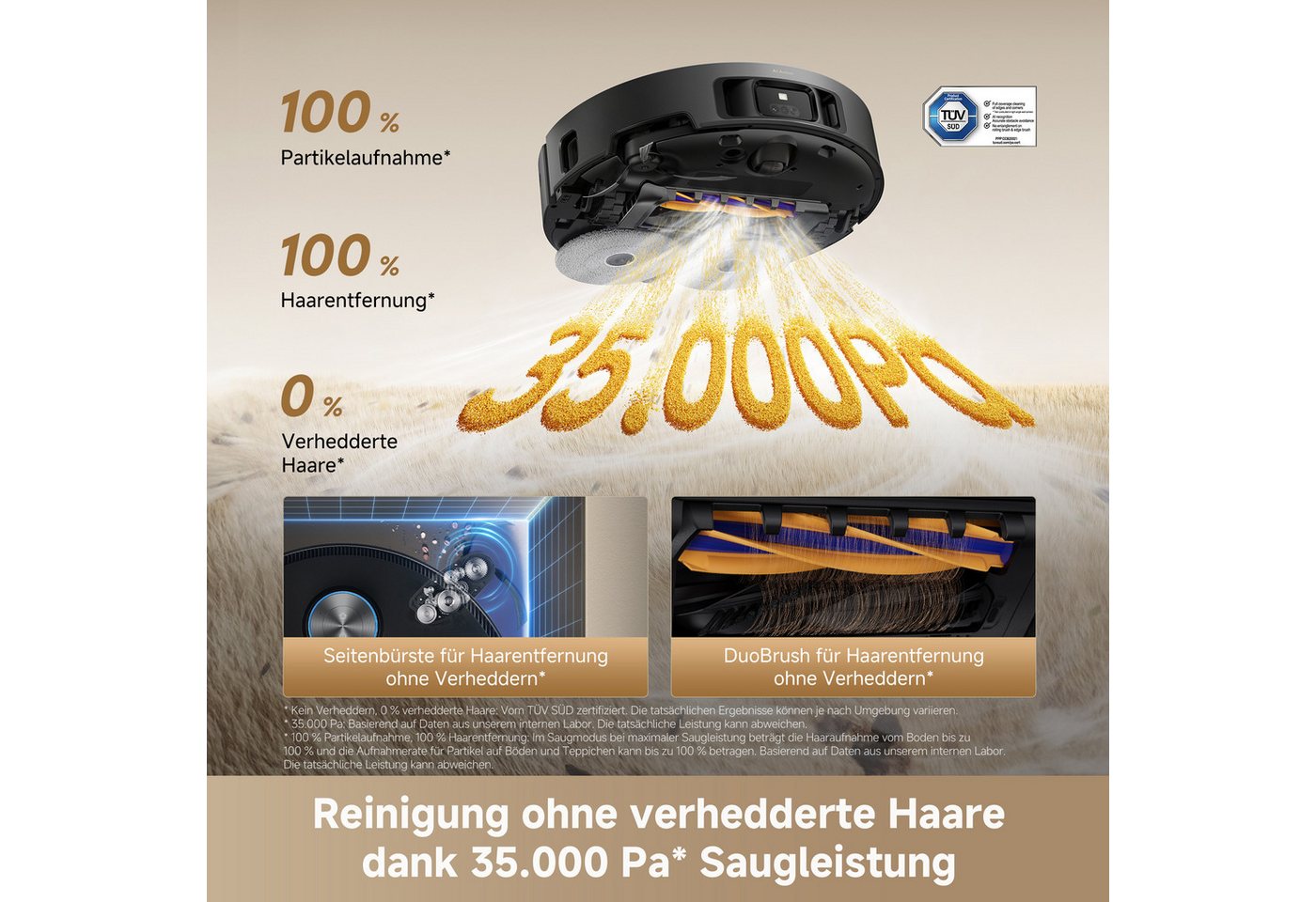 Dreame Saugroboter L60 Ultra, 600 W, mit Beutel, 35.000 Pa, Anti-Haarverhedderung, Kanten- und Eckenreinigung – Bild 4 von 5