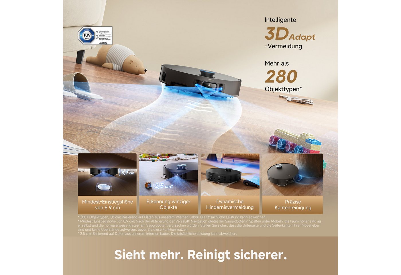 Dreame Saugroboter L60 Ultra, 600 W, mit Beutel, 35.000 Pa, Anti-Haarverhedderung, Kanten- und Eckenreinigung – Bild 5 von 5