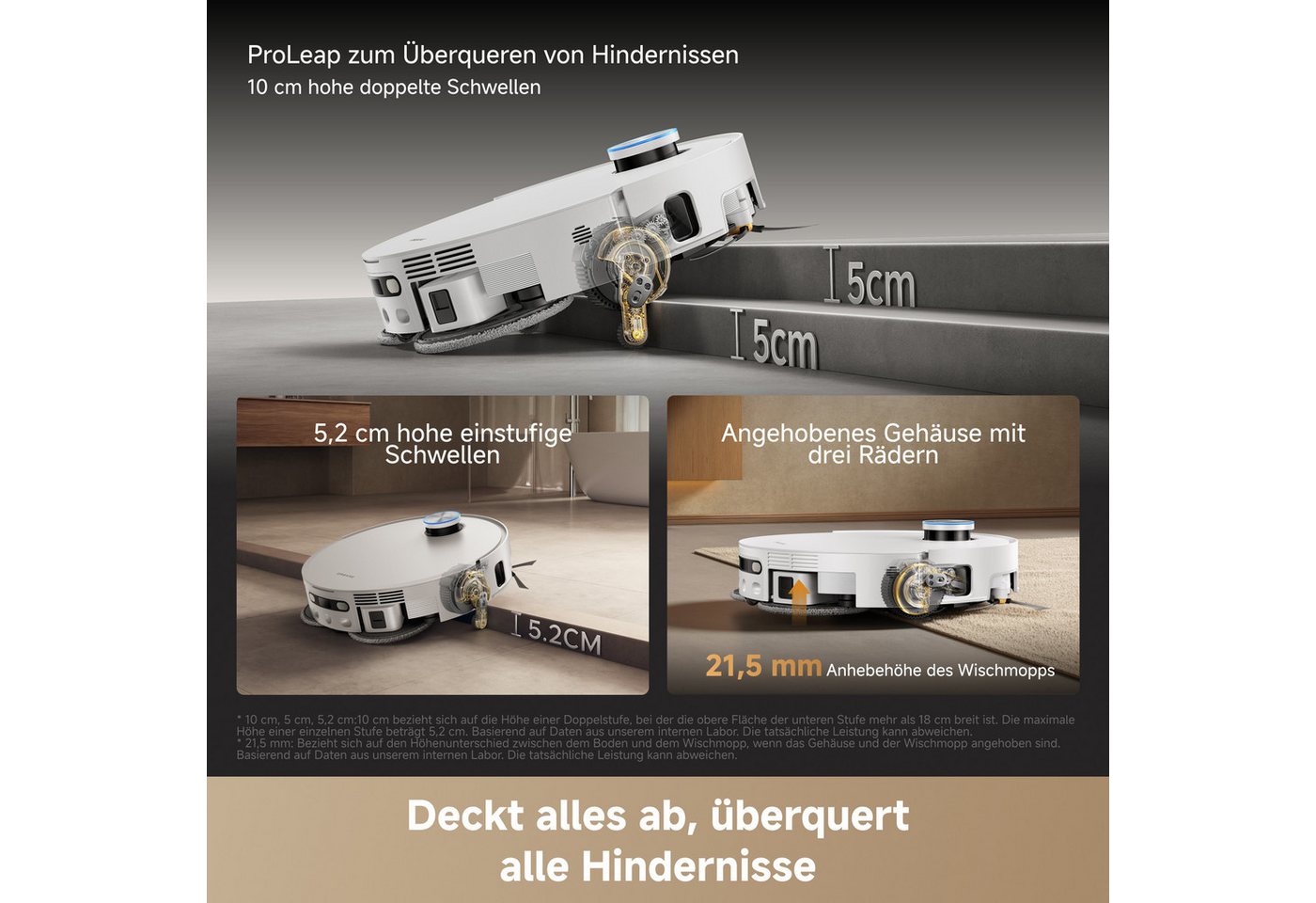 Dreame Saugroboter X60 Pro Ultra Complete, 600 W, ausfahrbahre Wisch-Pads, 40°C-Heißwischen, All-in-One-Basisstation – Bild 3 von 5