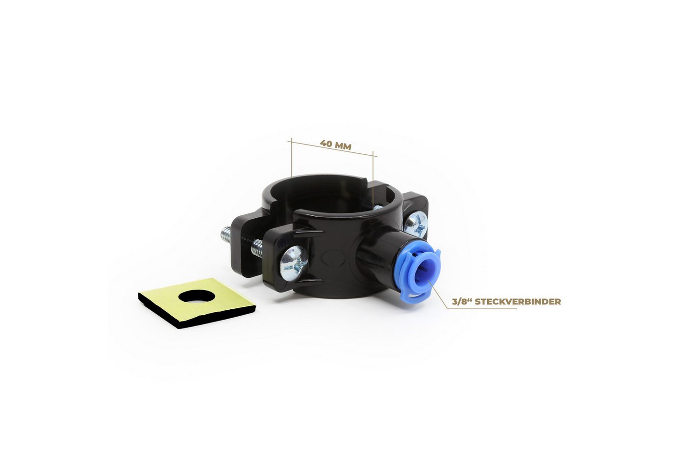 DreamFilters Rohrschelle, Abflussschelle 3/8" für Saugroboter mit Wischfunktion., Abwasserschelle für Siphon unter Spüle zur Schmutzwasserableitung. – Bild 2 von 5