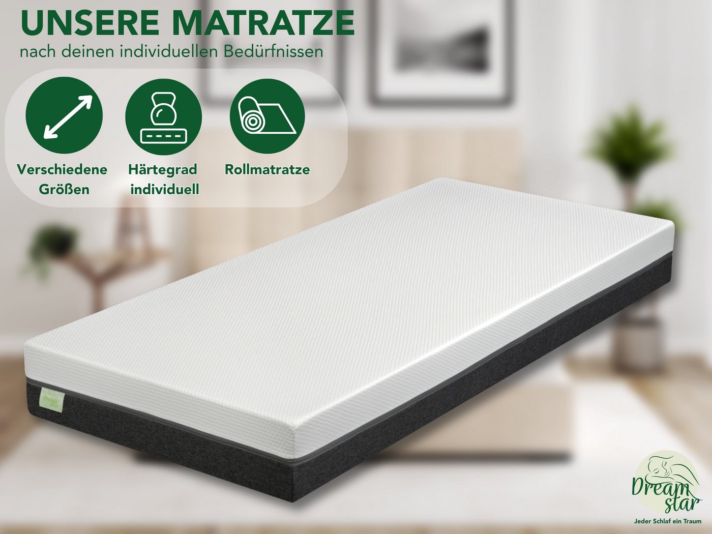 Komfortschaummatratze Sky Flex, 7-Zonen Duo-Memoryschaum-Matratze, zwei Liegeseiten H2+H3, Dreamstar, 18 cm hoch, für jede Schlafposition, ergonomisch, atmungsa – Bild 2 von 5