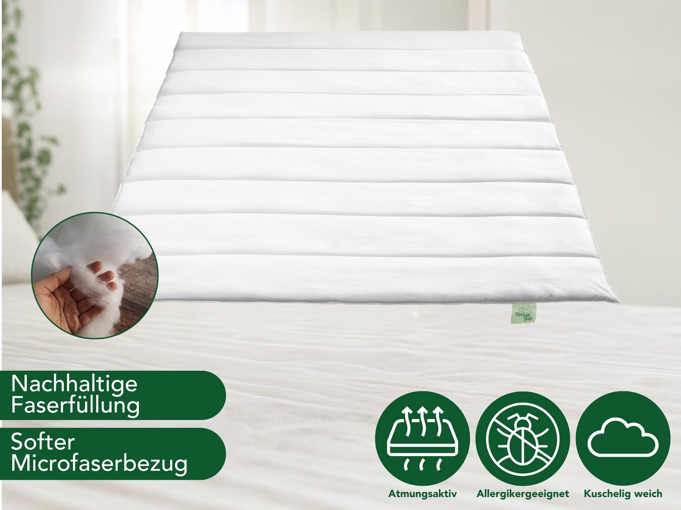 Dreamstar Sommerbettdecke Eco, leichtes und dünnes Steppbett, ideal für den Sommer, Füllung: Faserfüllung, Bezug: angenehm weiche Microfaser, allergikerfreundli – Bild 5 von 5