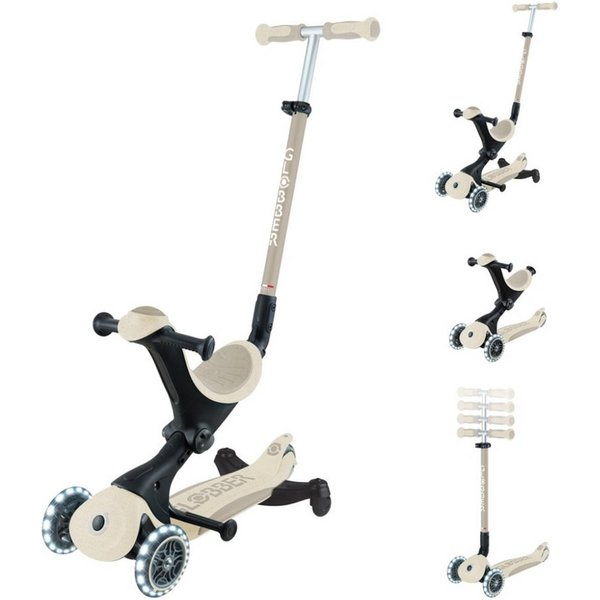 Globber Dreiradscooter 745-566 GLOBBER GO-UP ACTIVE LIGHTS ECO Kokosweiß, mit Le