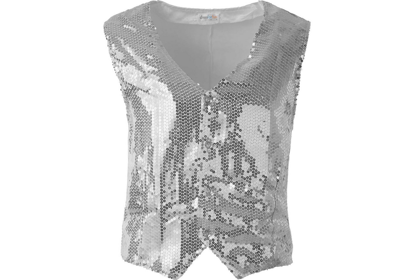 dressforfun Anzugweste Gilet, Hoher Tragekomfort, perfekter Sitz, Herren-Weste einfarbig (Festweste, Konfektionsgröße XL in silber) Vorn mit glitzernden Paillet – Bild 2 von 5