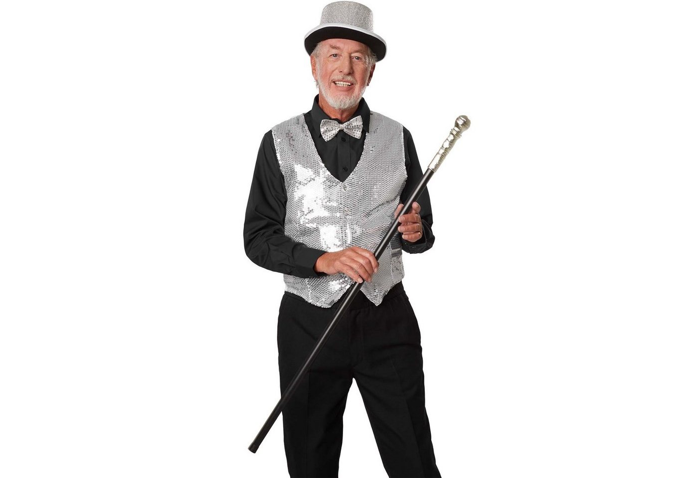 dressforfun Anzugweste Gilet, Hoher Tragekomfort, perfekter Sitz, Herren-Weste einfarbig (Festweste, Konfektionsgröße XL in silber) Vorn mit glitzernden Paillet – Bild 3 von 5