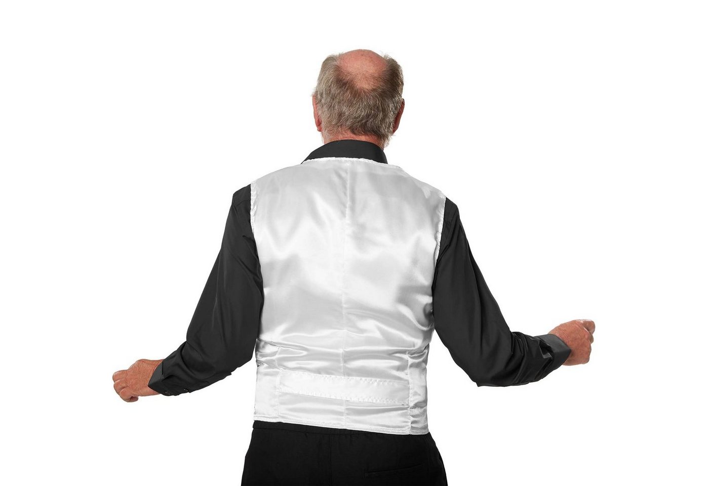 dressforfun Anzugweste Gilet, Hoher Tragekomfort, perfekter Sitz, Herren-Weste einfarbig (Festweste, Konfektionsgröße XL in silber) Vorn mit glitzernden Paillet – Bild 4 von 5