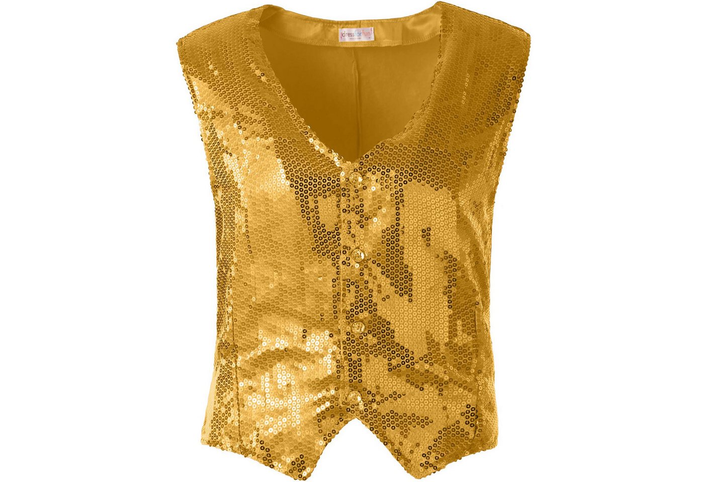 dressforfun Anzugweste Gilet, Hoher Tragekomfort, perfekter Sitz, Herren-Weste einfarbig (Festweste, Konfektionsgröße M in gold) Vorn mit glitzernden Pailletten – Bild 2 von 5