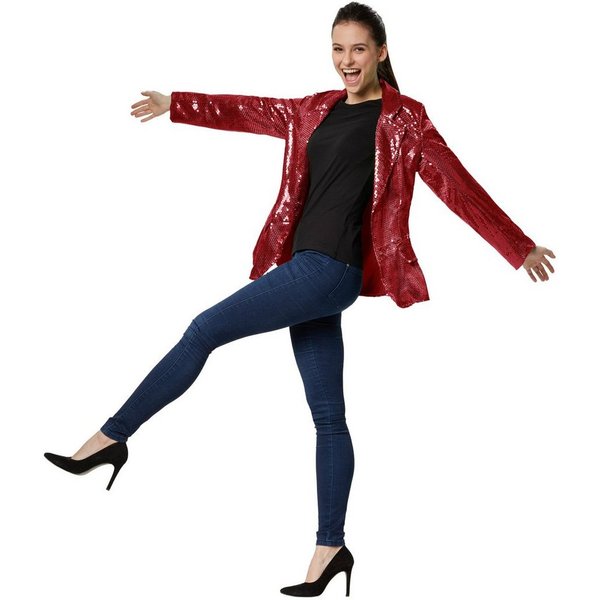 dressforfun Blouson Kurzjacke, Für viele Outfits und Anlässe, Ziertaschen an den Seiten (Bundjacke, Konfektionsgröße L in bordeaux) Damen-Jackett mit glitzernde