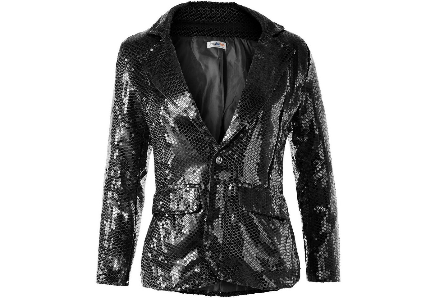 dressforfun Blouson Kurzjacke, Für viele Outfits und Anlässe, Ziertaschen an den Seiten (Bundjacke, Konfektionsgröße M in schwarz) Damen-Jackett mit glitzernden – Bild 2 von 5