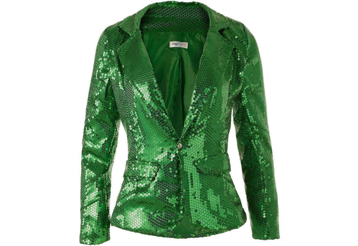 dressforfun Blouson Kurzjacke, Für viele Outfits und Anlässe, Ziertaschen an den Seiten (Bundjacke, Konfektionsgröße S in grün) Damen-Jackett mit glitzernden Pa – Bild 2 von 5