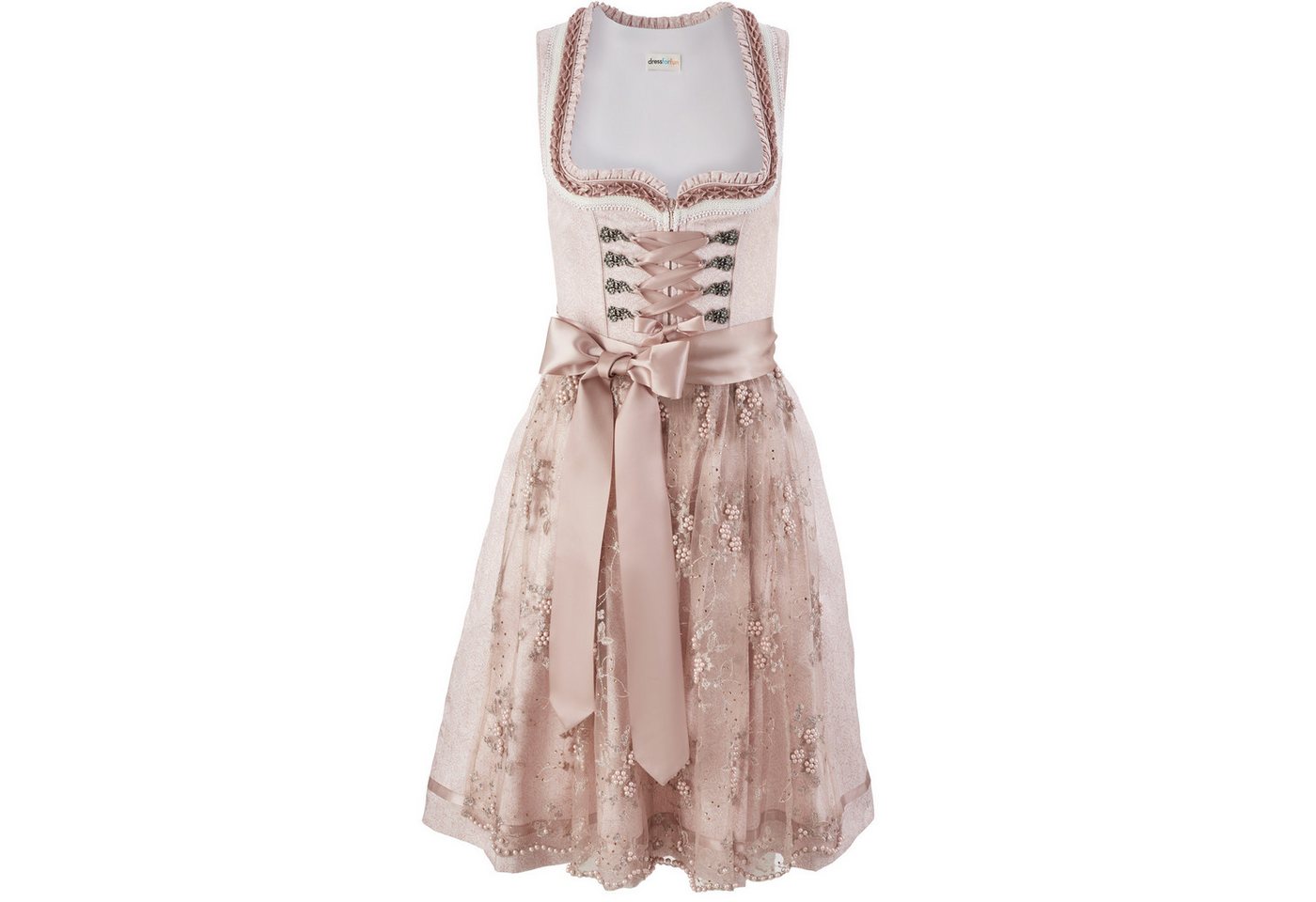 dressforfun Dirndl hochwertiges & elegantes Trachtenkleid Hannah Rosa (Premium Midi-Dirndl, Gr. 44) Ideal für Oktoberfest, Hochzeiten, Vereins- oder Familienfei – Bild 2 von 5