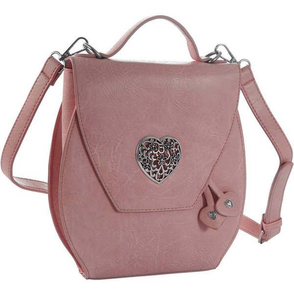 dressforfun Henkeltasche Handtasche, Innenmaß (LxBxH) ca. 14 x 6 x 21,5 cm, Gurtlänge ca. 96 (Tragetasche, Konfektionsgröße 0 in rosa), Lederoptik, Metall-Herze