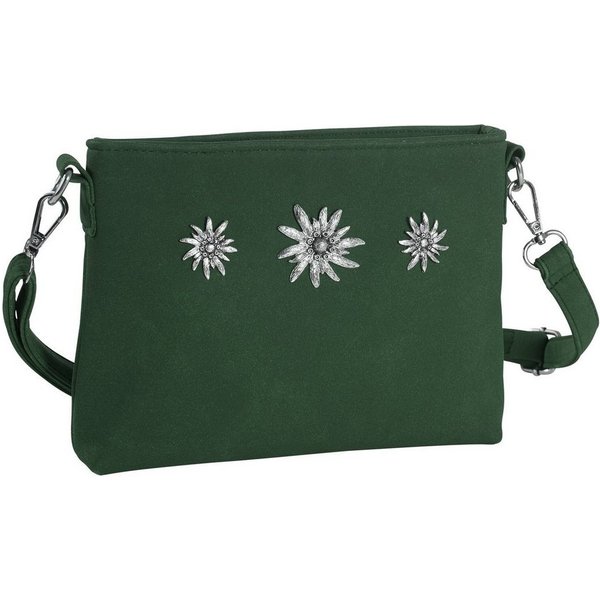 dressforfun Henkeltasche Handtasche, Trachtenmodell in Wildlederoptik, Gurtlänge ca. 126 cm (Tragetasche, Konfektionsgröße 0 in grün), Reißverschluss, Seitenfac