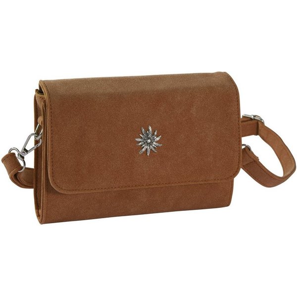 dressforfun Henkeltasche Handtasche, Trachtenmodell in Wildlederoptik, Gurtlänge ca. 120 cm (Tragetasche, Konfektionsgröße 0 in braun), Innenmaße (LxBxH): ca. 1