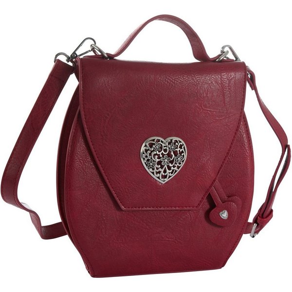 dressforfun Henkeltasche Handtasche, Innenmaß (LxBxH) ca. 14 x 6 x 21,5 cm, Gurtlänge ca. 96 (Tragetasche, Konfektionsgröße 0 in rot), Lederoptik, Metall-Herzen