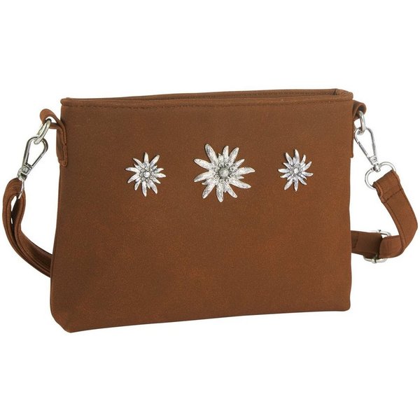 dressforfun Henkeltasche Handtasche, Trachtenmodell in Wildlederoptik, Gurtlänge ca. 126 cm (Tragetasche, Konfektionsgröße 0 in braun), Reißverschluss, Seitenfa