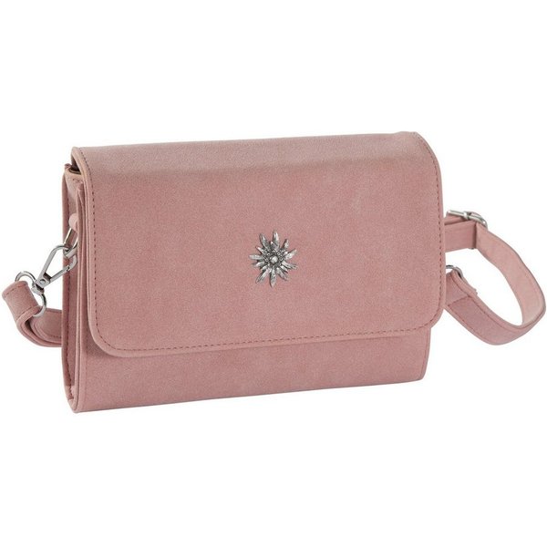 dressforfun Henkeltasche Handtasche, Trachtenmodell in Wildlederoptik, Gurtlänge ca. 120 cm (Tragetasche, Konfektionsgröße 0 in rosa), Innenmaße (LxBxH): ca. 19