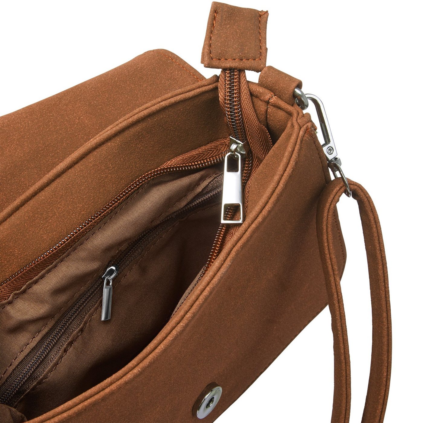 dressforfun Henkeltasche Handtasche, Seitenfach mit Reißverschluss (LxH): ca. 16 x 9 cm (Tragetasche, Konfektionsgröße 0 in braun), Innenmaß (LxBxH) ca. 20 x 4  – Bild 3 von 4