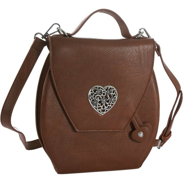 dressforfun Henkeltasche Handtasche, Innenmaß (LxBxH) ca. 14 x 6 x 21,5 cm, Gurtlänge ca. 96 (Tragetasche, Konfektionsgröße 0 in braun), Lederoptik, Metall-Herz