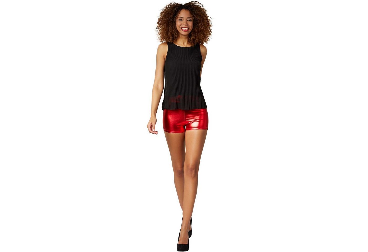 dressforfun Hotpants Shorts, Für viele Outfits und Anlässe, Hotpants im Metallic-Look (Kurzhose, Konfektionsgröße XXL in rot) Eng anliegender, guter Sitz, Hoher – Bild 2 von 5