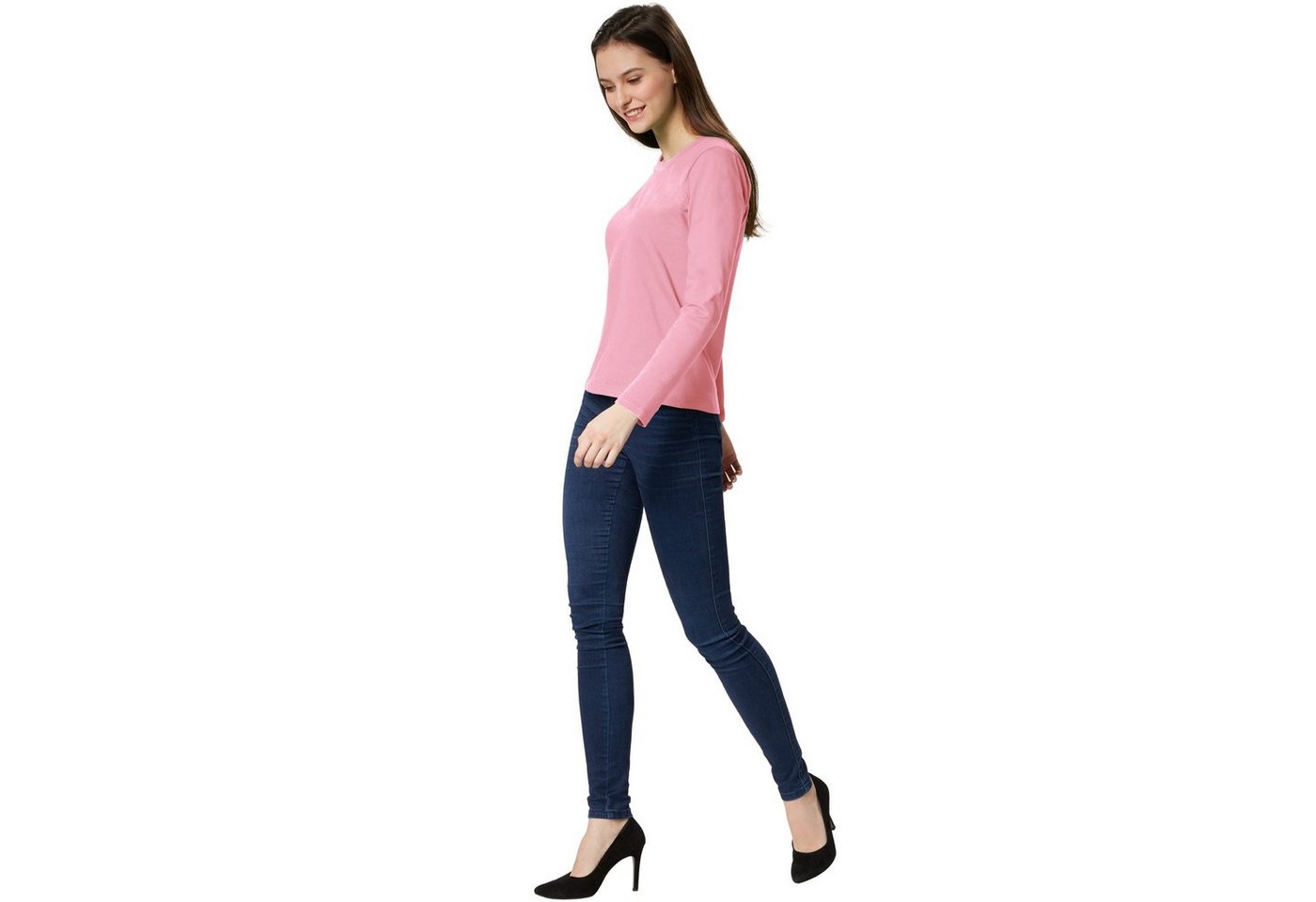 dressforfun Langarmshirt Langarmtop, Für viele Outfits & Auftritte, Rundhals mit (Ärmelshirt, Konfektionsgröße XL in rosa) Einfarbiges Langarm-Shirt für Frauen, – Bild 3 von 5