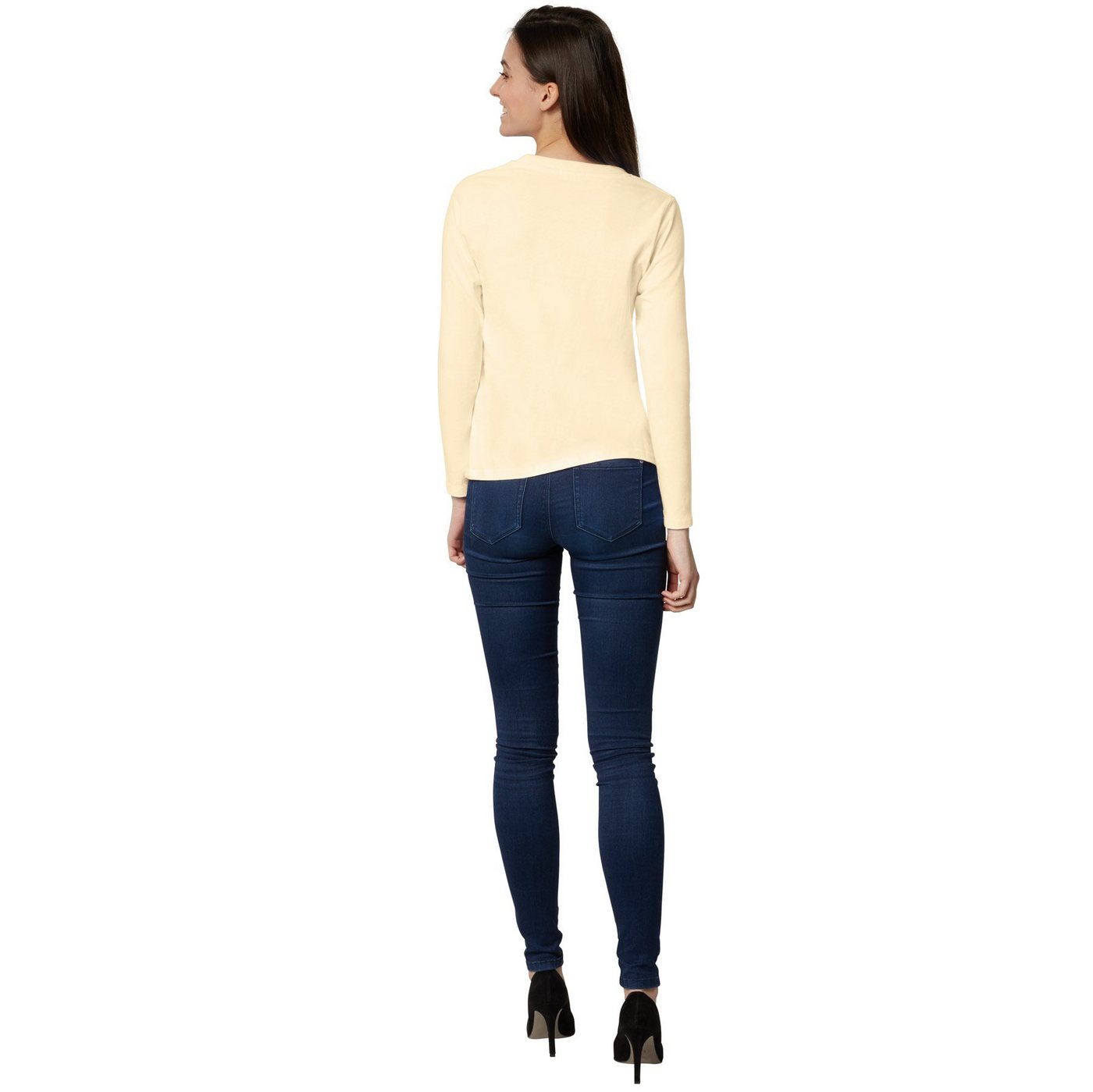dressforfun Langarmshirt Langarmtop, Für viele Outfits & Auftritte, Rundhals mit (Ärmelshirt, Konfektionsgröße XXL in beige) Einfarbiges Langarm-Shirt für Fraue – Bild 4 von 5