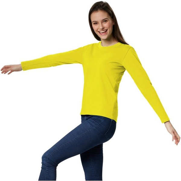 dressforfun Langarmshirt Langarmtop, Für viele Outfits & Auftritte, Rundhals mit (Ärmelshirt, Konfektionsgröße S in gelb) Einfarbiges Langarm-Shirt für Frauen, 