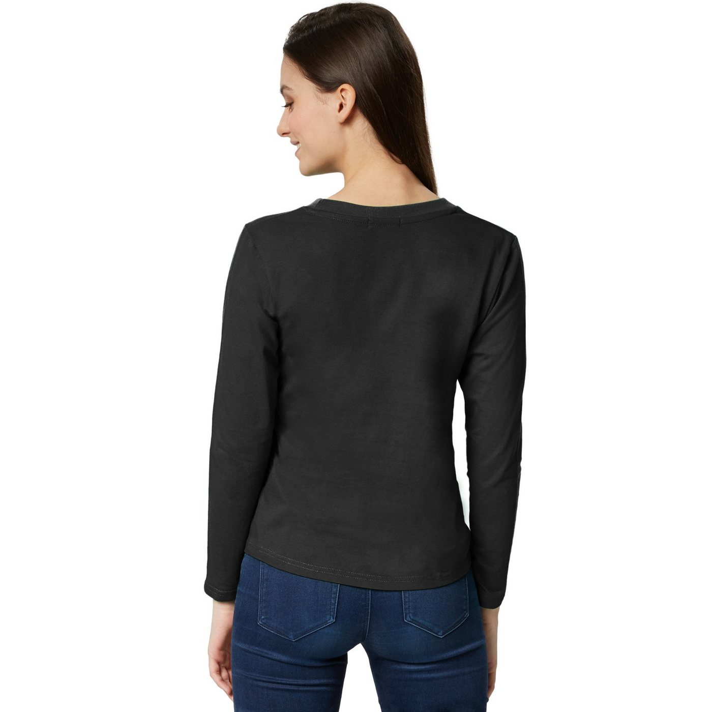 dressforfun Langarmshirt Langarmtop, Für viele Outfits & Auftritte, Rundhals mit (Ärmelshirt, Konfektionsgröße L in schwarz) Einfarbiges Langarm-Shirt für Fraue – Bild 4 von 5