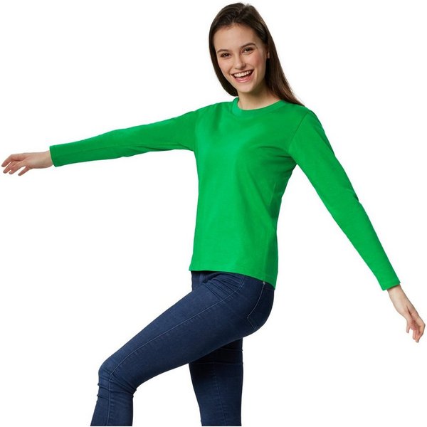 dressforfun Langarmshirt Langarmtop, Für viele Outfits & Auftritte, Rundhals mit (Ärmelshirt, Konfektionsgröße M in grün) Einfarbiges Langarm-Shirt für Frauen, 