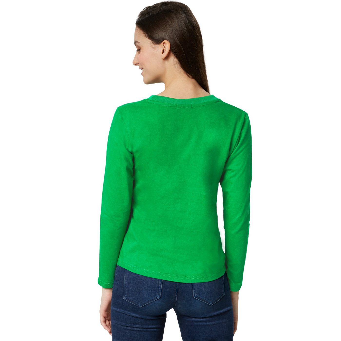 dressforfun Langarmshirt Langarmtop, Für viele Outfits & Auftritte, Rundhals mit (Ärmelshirt, Konfektionsgröße M in grün) Einfarbiges Langarm-Shirt für Frauen,  – Bild 4 von 5