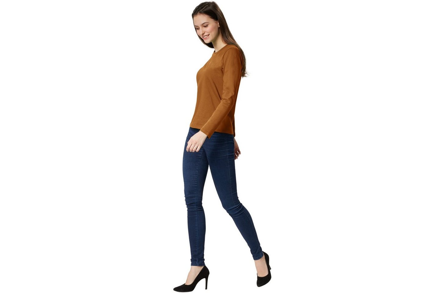 dressforfun Langarmshirt Langarmtop, Für viele Outfits & Auftritte, Rundhals mit (Ärmelshirt, Konfektionsgröße L in braun) Einfarbiges Langarm-Shirt für Frauen, – Bild 3 von 5
