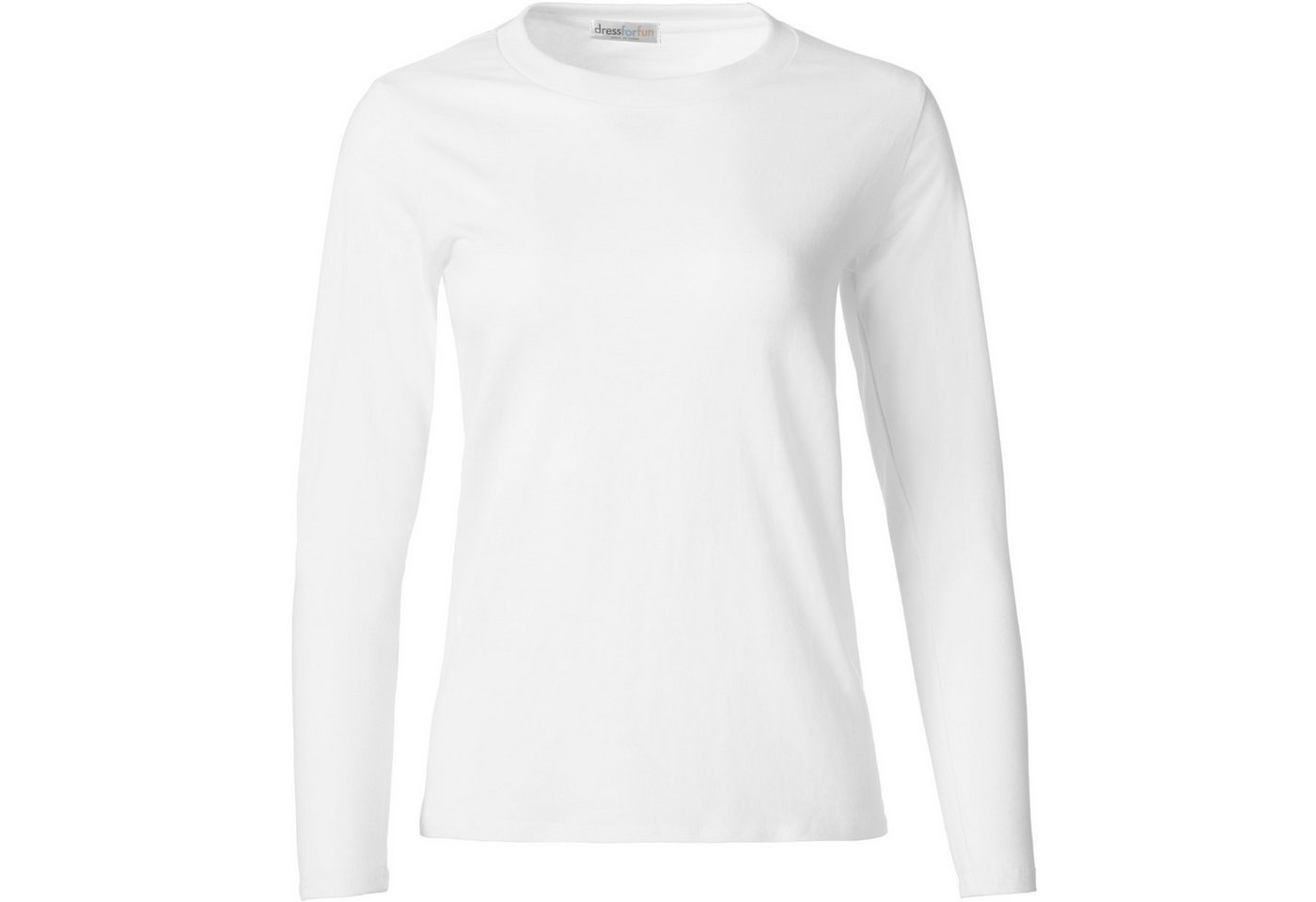 dressforfun Langarmshirt Langarmtop, Für viele Outfits & Auftritte, Rundhals mit (Ärmelshirt, Konfektionsgröße S in weiß) Einfarbiges Langarm-Shirt für Frauen,  – Bild 2 von 5