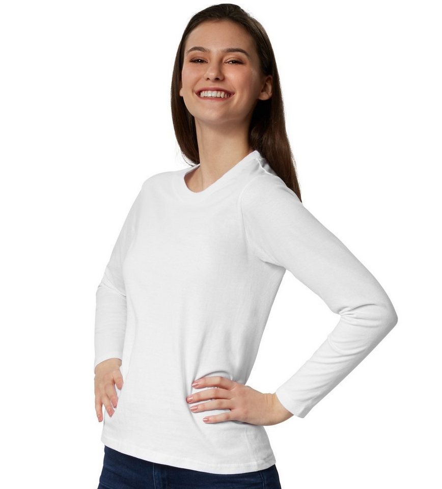 dressforfun Langarmshirt Langarmtop, Für viele Outfits & Auftritte, Rundhals mit (Ärmelshirt, Konfektionsgröße S in weiß) Einfarbiges Langarm-Shirt für Frauen,  – Bild 3 von 5