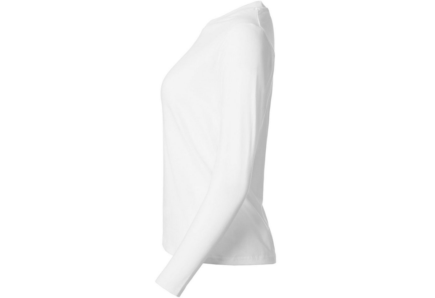 dressforfun Langarmshirt Langarmtop, Für viele Outfits & Auftritte, Rundhals mit (Ärmelshirt, Konfektionsgröße S in weiß) Einfarbiges Langarm-Shirt für Frauen,  – Bild 5 von 5