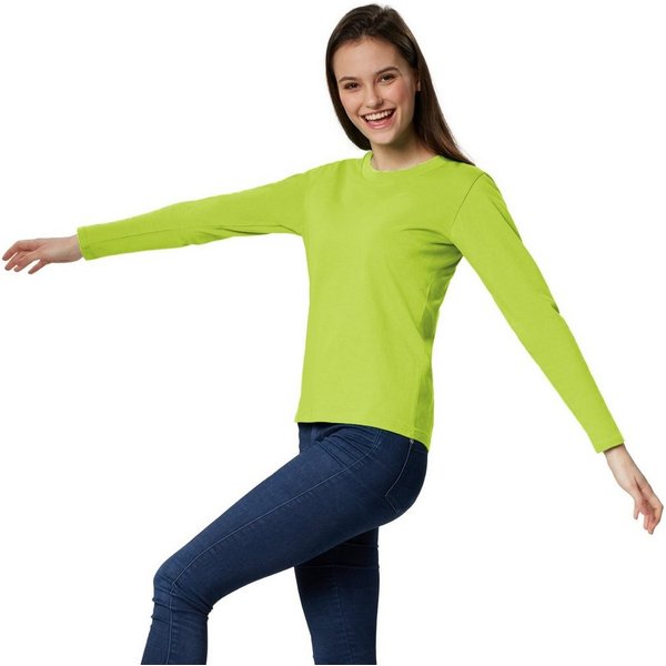 dressforfun Langarmshirt Langarmtop, Für viele Outfits & Auftritte, Rundhals mit (Ärmelshirt, Konfektionsgröße M in hellgrün) Einfarbiges Langarm-Shirt für Frau