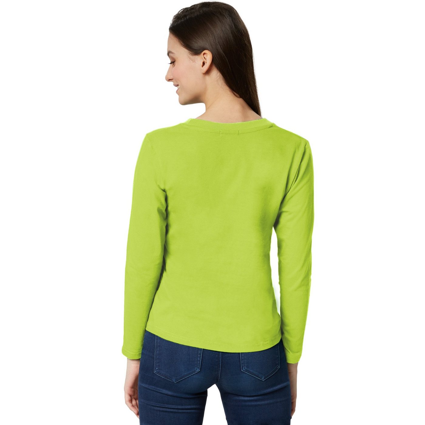 dressforfun Langarmshirt Langarmtop, Für viele Outfits & Auftritte, Rundhals mit (Ärmelshirt, Konfektionsgröße M in hellgrün) Einfarbiges Langarm-Shirt für Frau – Bild 4 von 5
