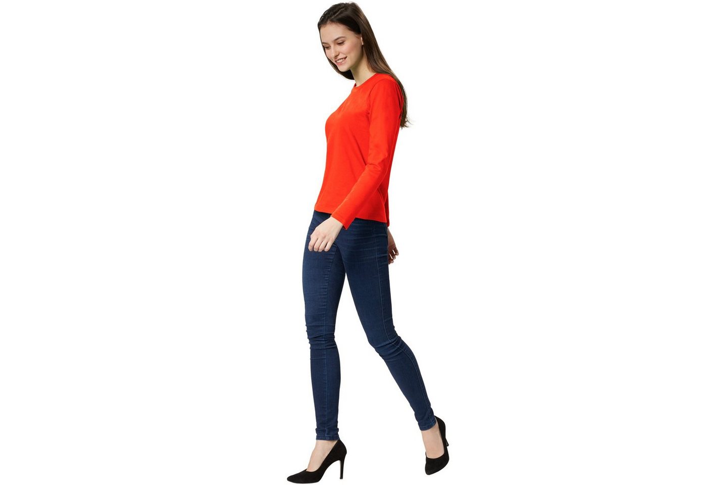 dressforfun Langarmshirt Langarmtop, Für viele Outfits & Auftritte, Rundhals mit (Ärmelshirt, Konfektionsgröße S in rot) Einfarbiges Langarm-Shirt für Frauen, F – Bild 3 von 5