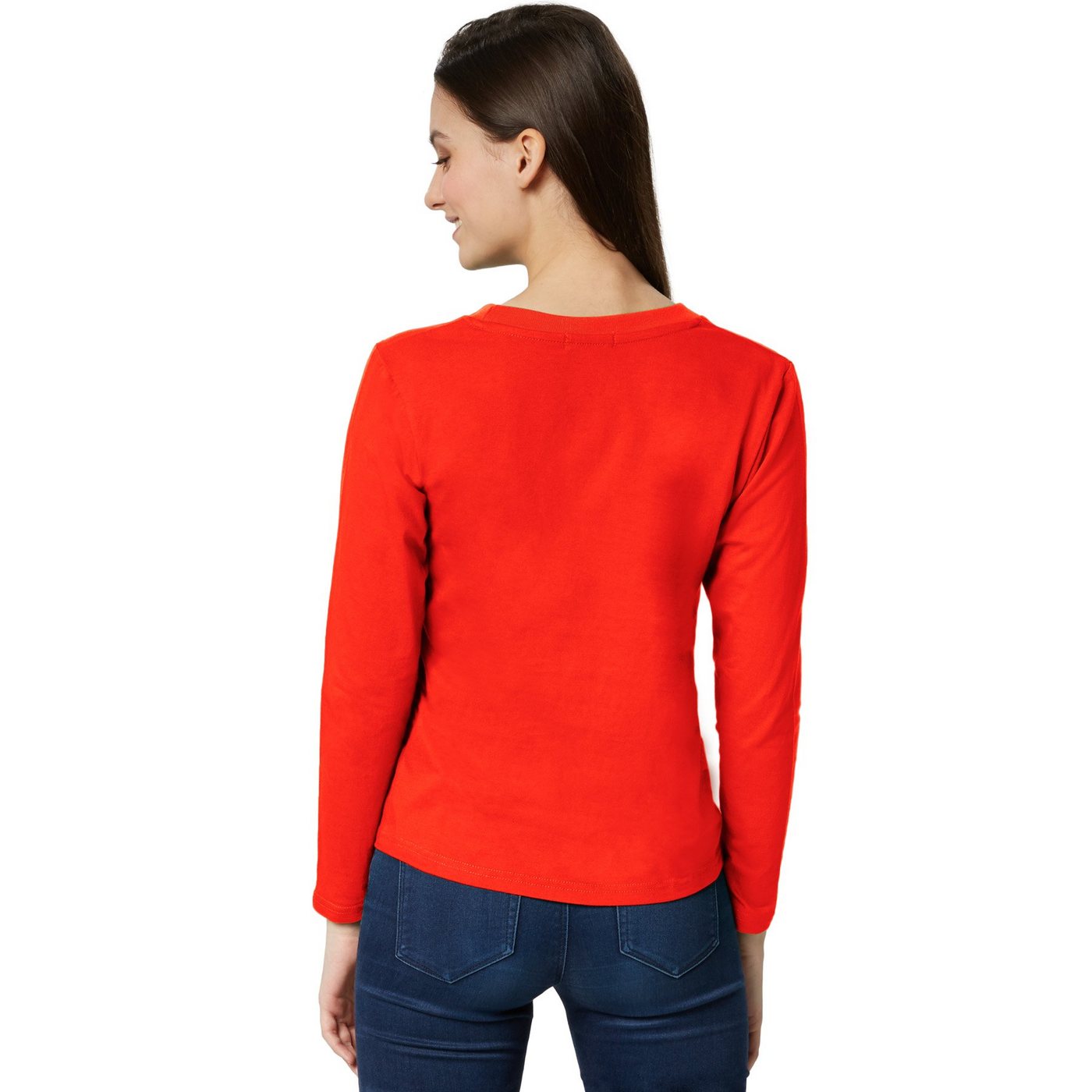 dressforfun Langarmshirt Langarmtop, Für viele Outfits & Auftritte, Rundhals mit (Ärmelshirt, Konfektionsgröße S in rot) Einfarbiges Langarm-Shirt für Frauen, F – Bild 4 von 5