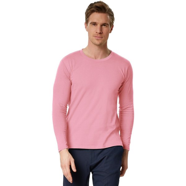 dressforfun Longsleeve Langarmtop, Für viele Outfits & Auftritte, Rundhals mit (Freizeitoberteil, Konfektionsgröße XL in rosa) Einfarbiges Langarm-Shirt für Män
