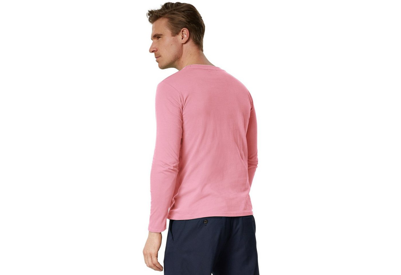dressforfun Longsleeve Langarmtop, Für viele Outfits & Auftritte, Rundhals mit (Freizeitoberteil, Konfektionsgröße XL in rosa) Einfarbiges Langarm-Shirt für Män – Bild 4 von 5